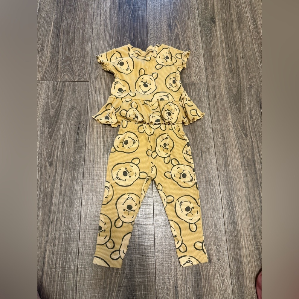 Disney Baby Winnie The Pooh Baby Girl Matching Set Size 12 M T Shirt Peplum